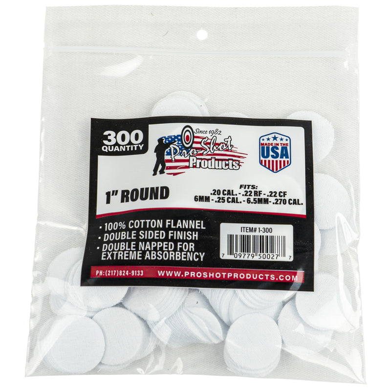Pro-Shot Patches .22-.270 Caliber 1", 300 Count